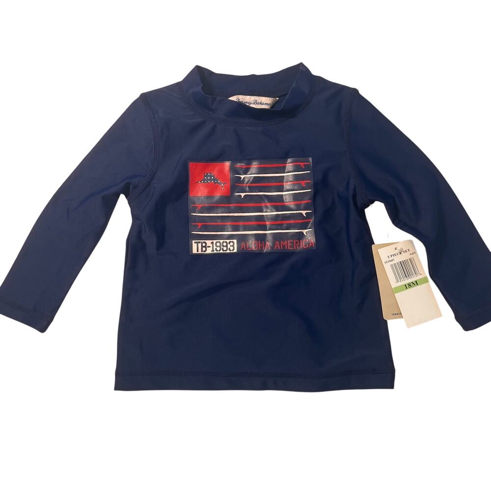 Tommy Bahama Kids American Flag Swim Rash Guard - 18 Months 4th of July USA